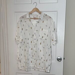 Men's linen White Shirt surf boards
